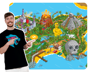 Pictured: MrBEAST pointing at a treasure map