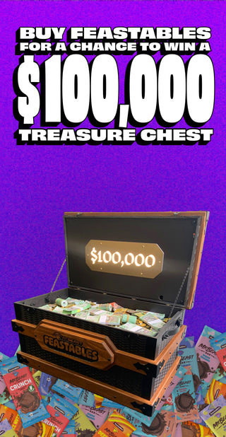 Buy Feastables for a chance to win a $100,000 treasure chest!