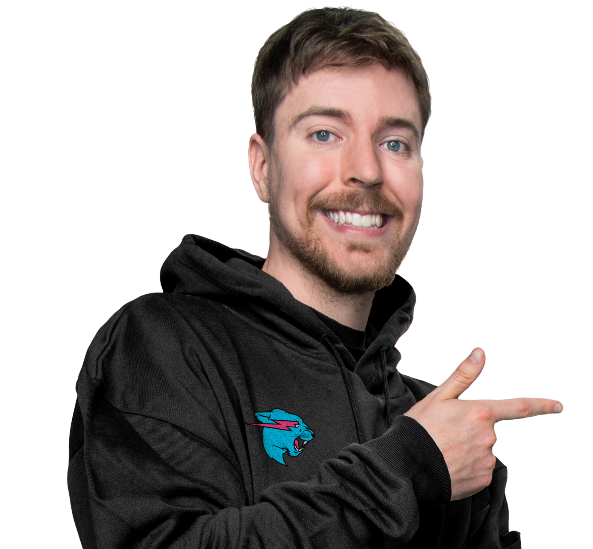 MrBeast pointing towards the "upload receipt" button